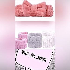 Spa Bow Headband and 3 Sets of Wristbands - Zip Storage/Travel/Laundry Bag - NWT